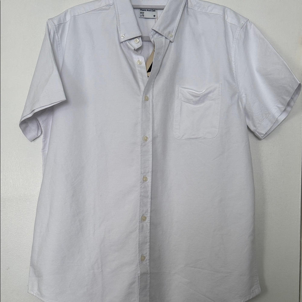 Frank & Oak Men's White Short-Sleeve Button-Down Shirt